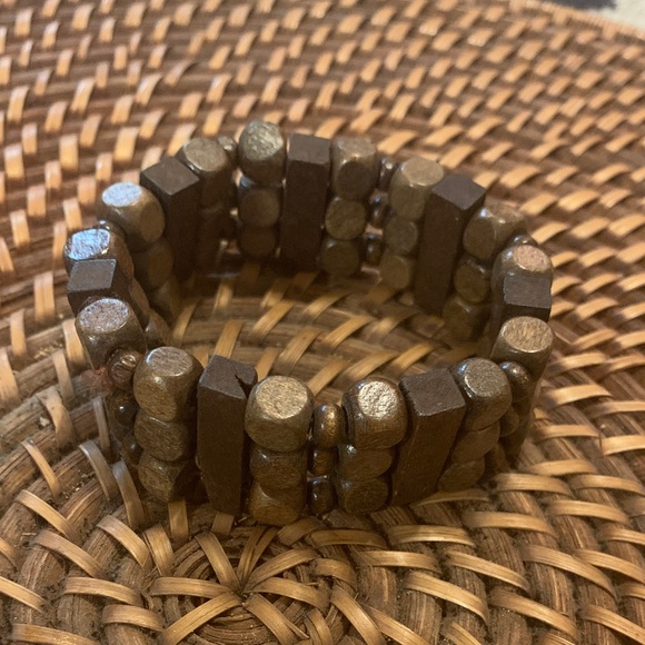 🐞2 for 30🐞 Silver and Wood Bangle Set - Picture 3 of 5